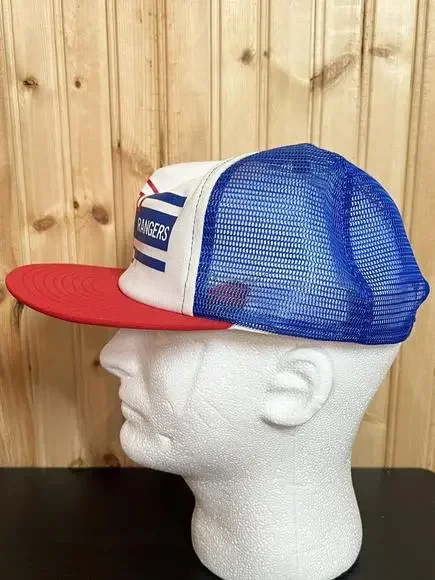 Vintage Texas Rangers Snapback Hat Baseball Cap Mesh Trucker MLB Made in USA AJD - Picture 3 of 12